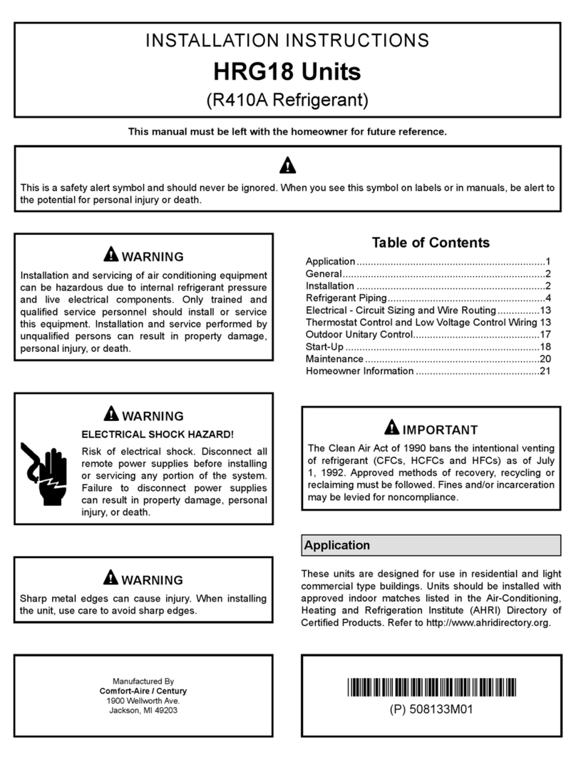 Comfortaire HRG18 S1P Series installation instructions Comfortaire HRG18 S1P Series installation instructions