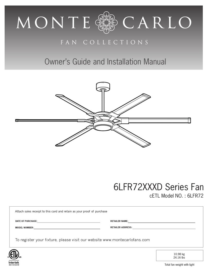 Monte Carlo Fan Company Loft 72 6LFR72 D Series Owner's guide and installation manual