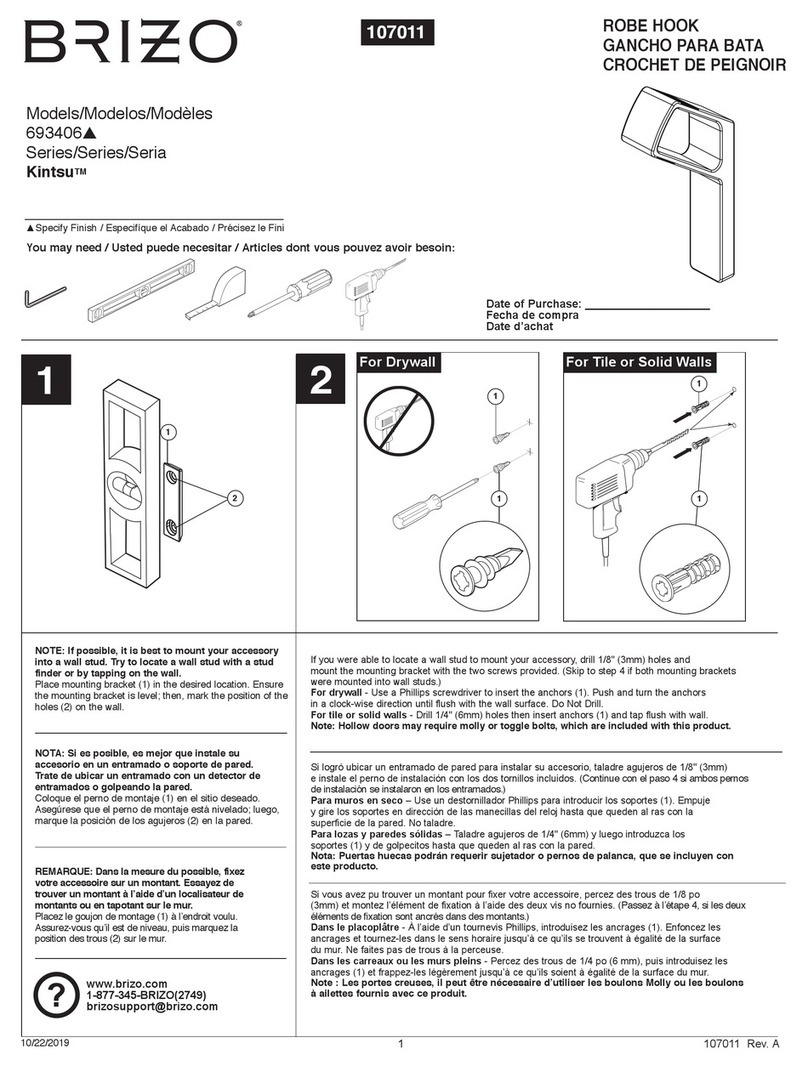 Brizo Kintsu 693406 Series User manual