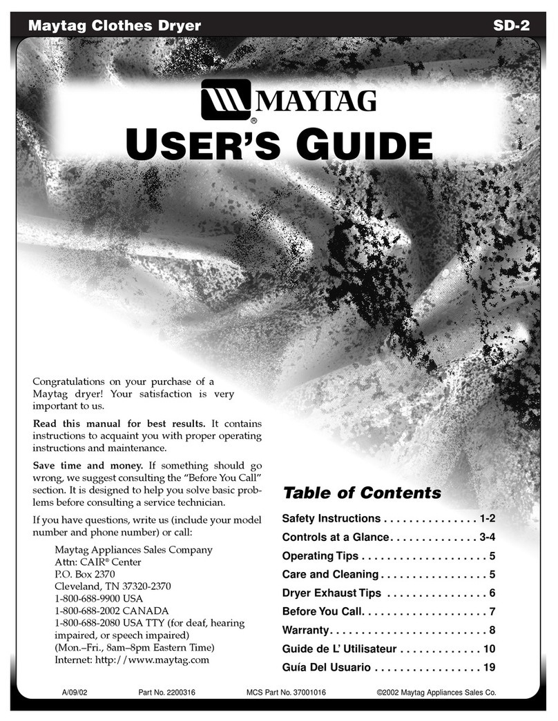 Maytag SD-2 user guide