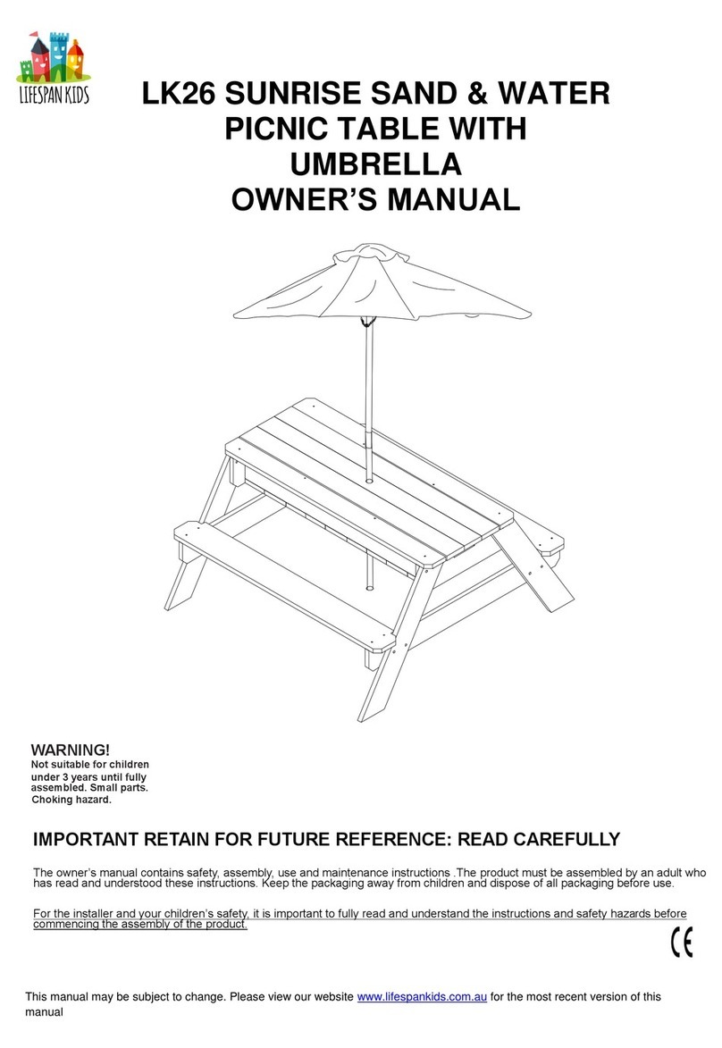 LifeSpan Kids Sunrise Sand & Water Table with Umbrella owner's manual LifeSpan Kids Sunrise Sand & Water Table with Umbrella owner's manual