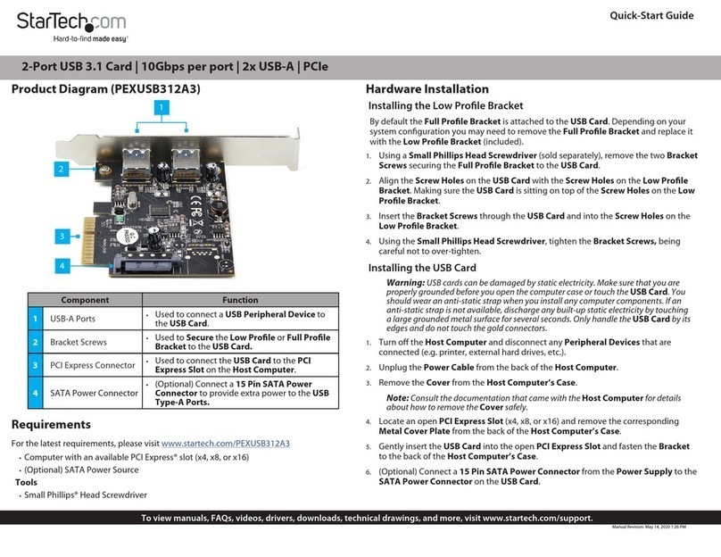 StarTech.com PEXUSB312A3 User manual