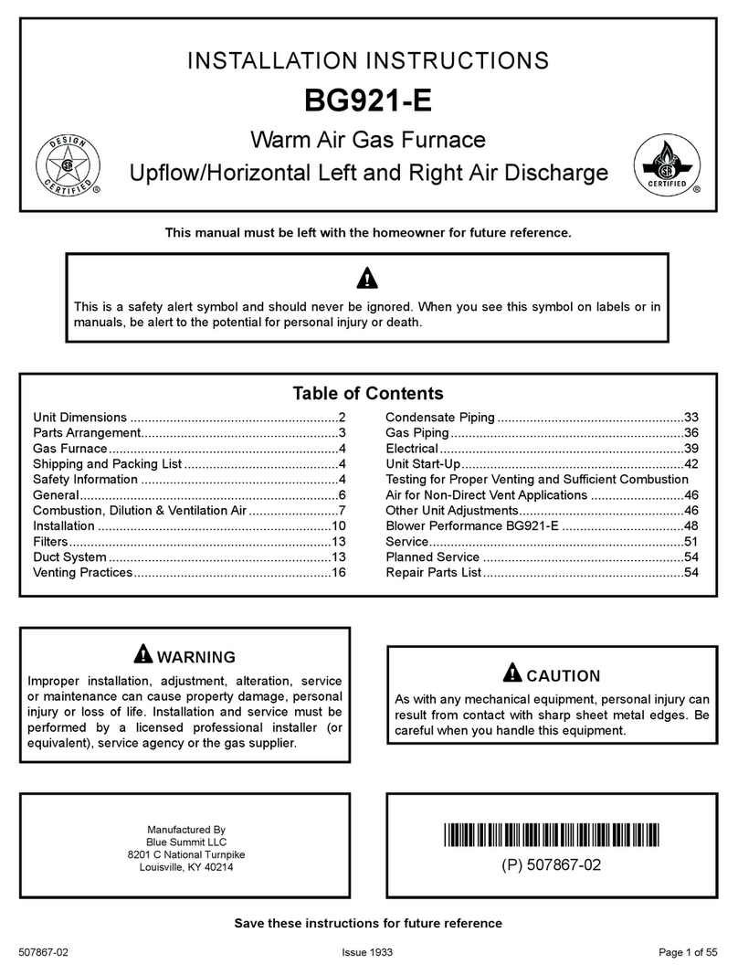 Blue Ridge BG921-E installation instructions