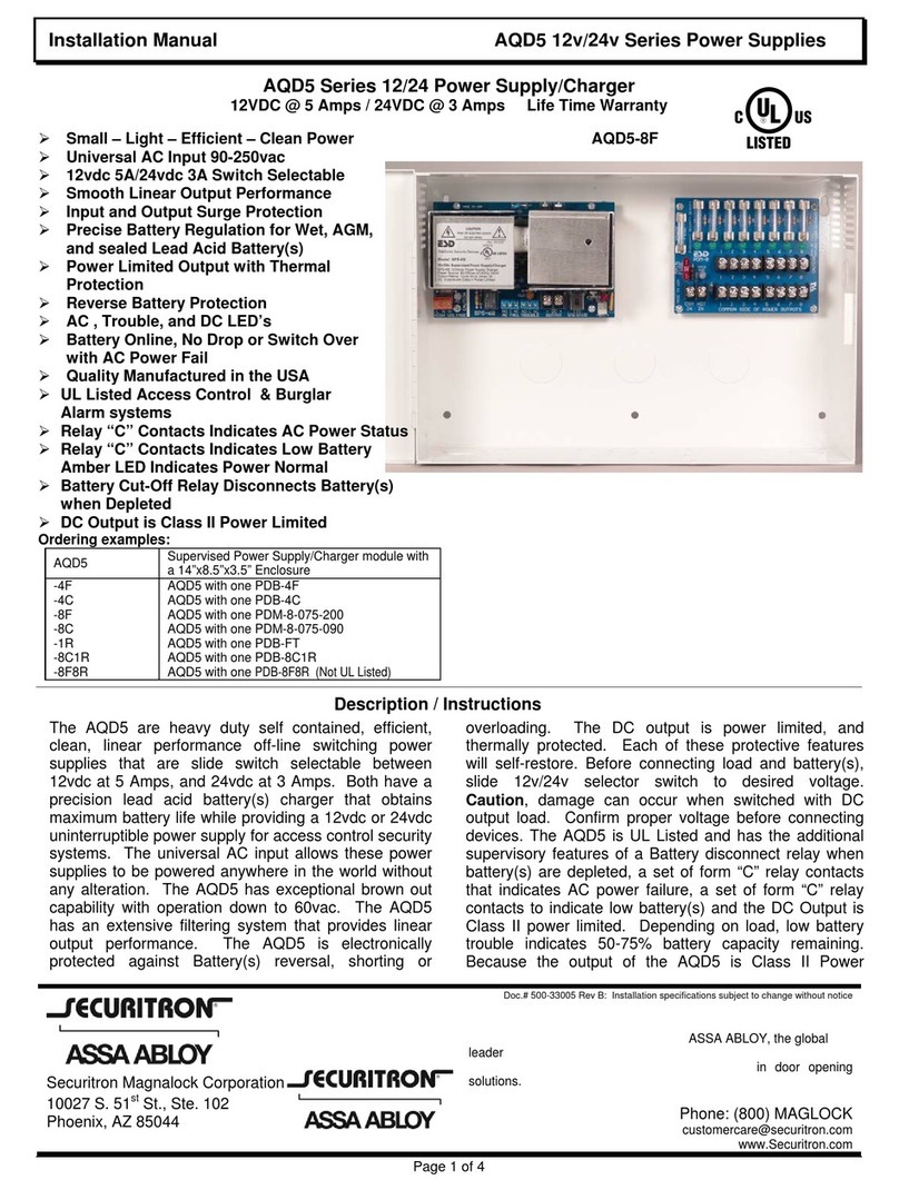 Assa Abloy Securitron AQD5 Series installation manual