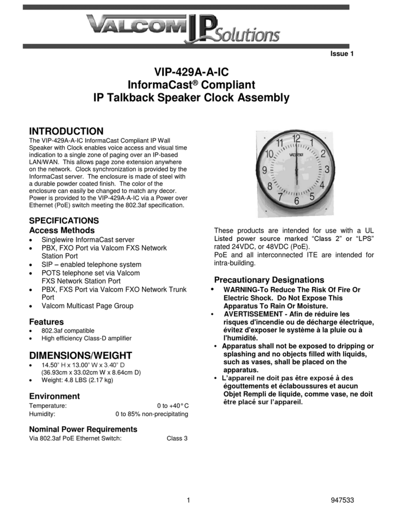 Valcom VIP-429A-A-IC User manual