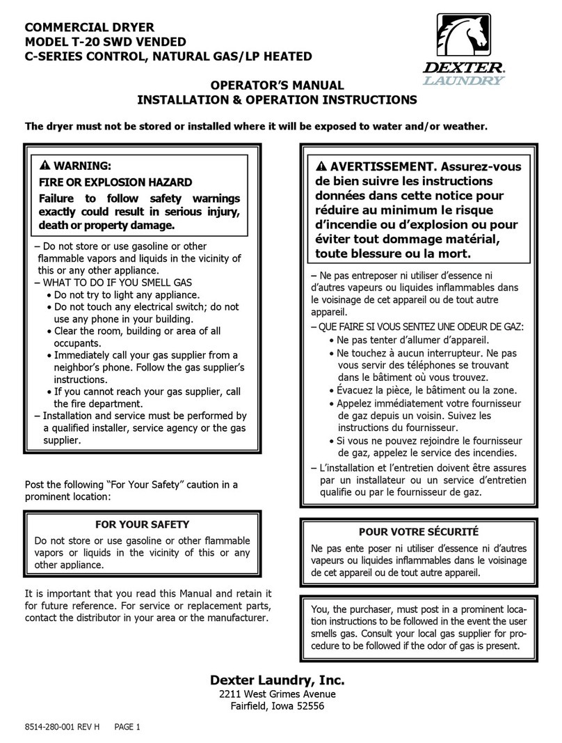 Dexter Laundry T-20 SWD Operator's manual
