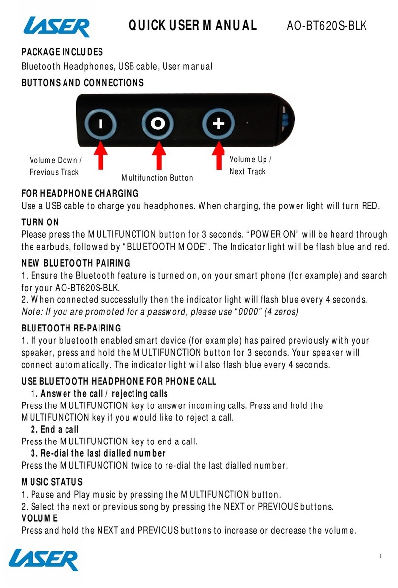 Laser AO-BT620S-BLK Owner's manual