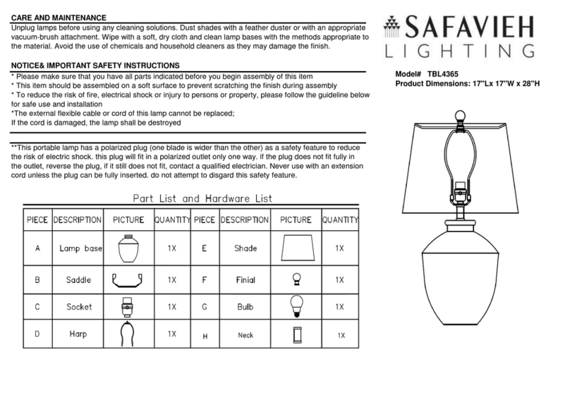 Safavieh TBL4365 quick start guide