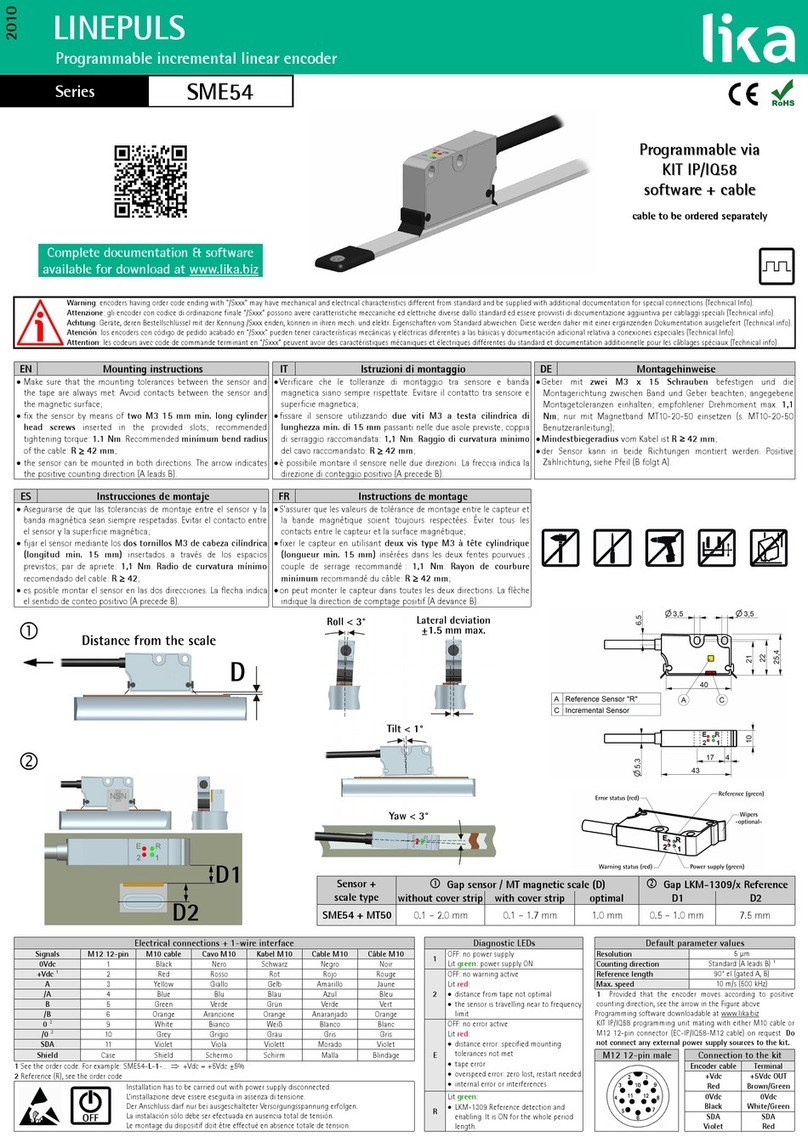 Lika Linepuls SME54 Series Mounting instructions Lika Linepuls SME54 Series Mounting instructions