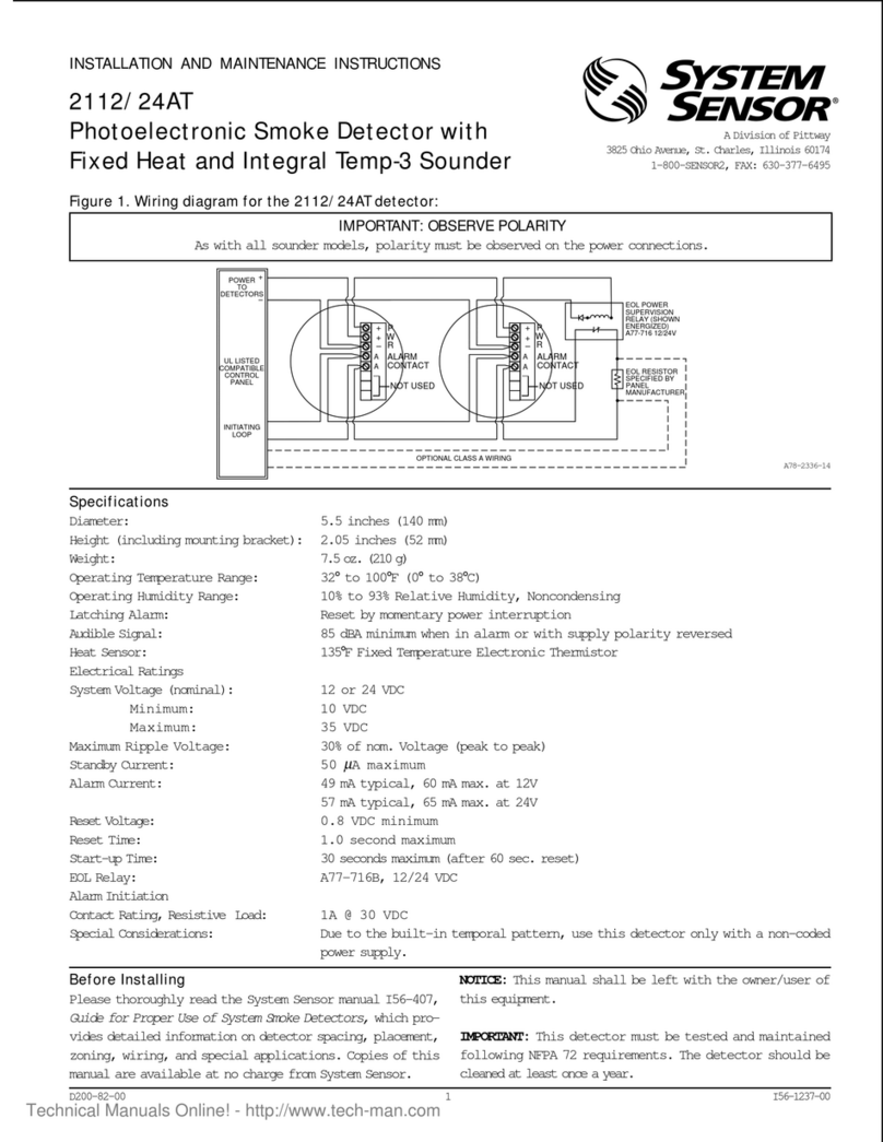 Pittway System Sensor 2112/24AT Installation and maintenance instructions