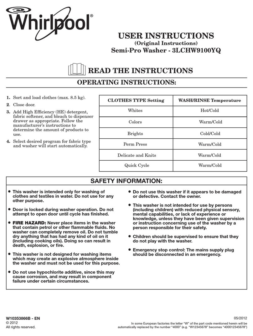 Whirlpool 3LCHW9100YQ User instructions