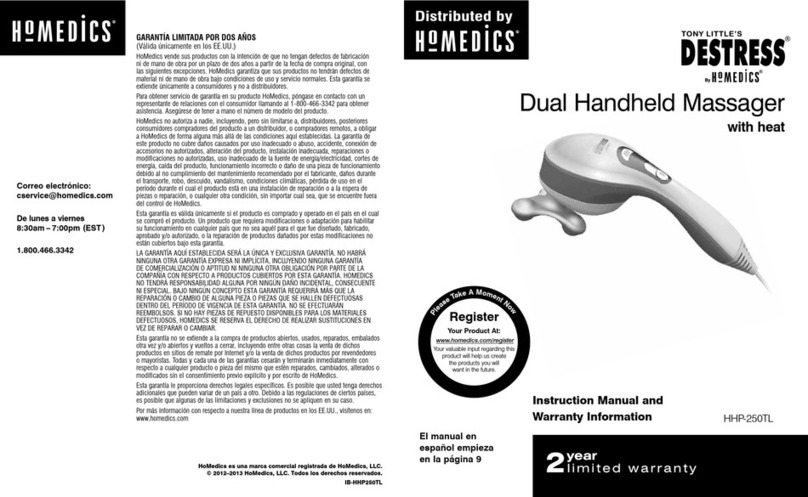 HoMedics Tony Little's Destress HHP-250-TL Instruction manual and  warranty information