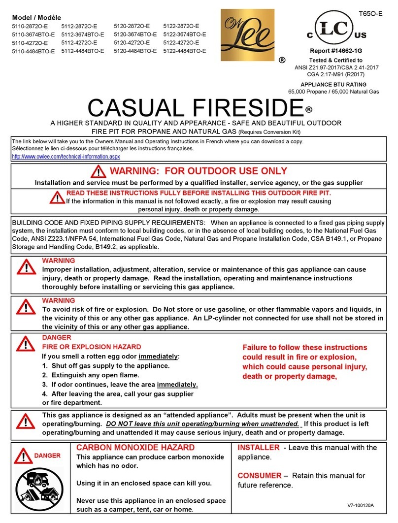 OW Lee CASUAL FIRESIDE 5110-2872O-E owner's manual