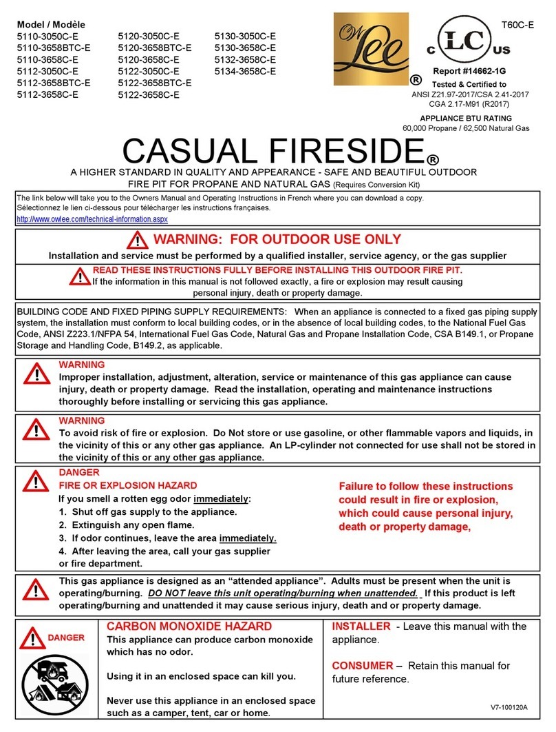 OW Lee CASUAL FIRESIDE 5110-3050C-E User manual OW Lee CASUAL FIRESIDE 5110-3050C-E User manual