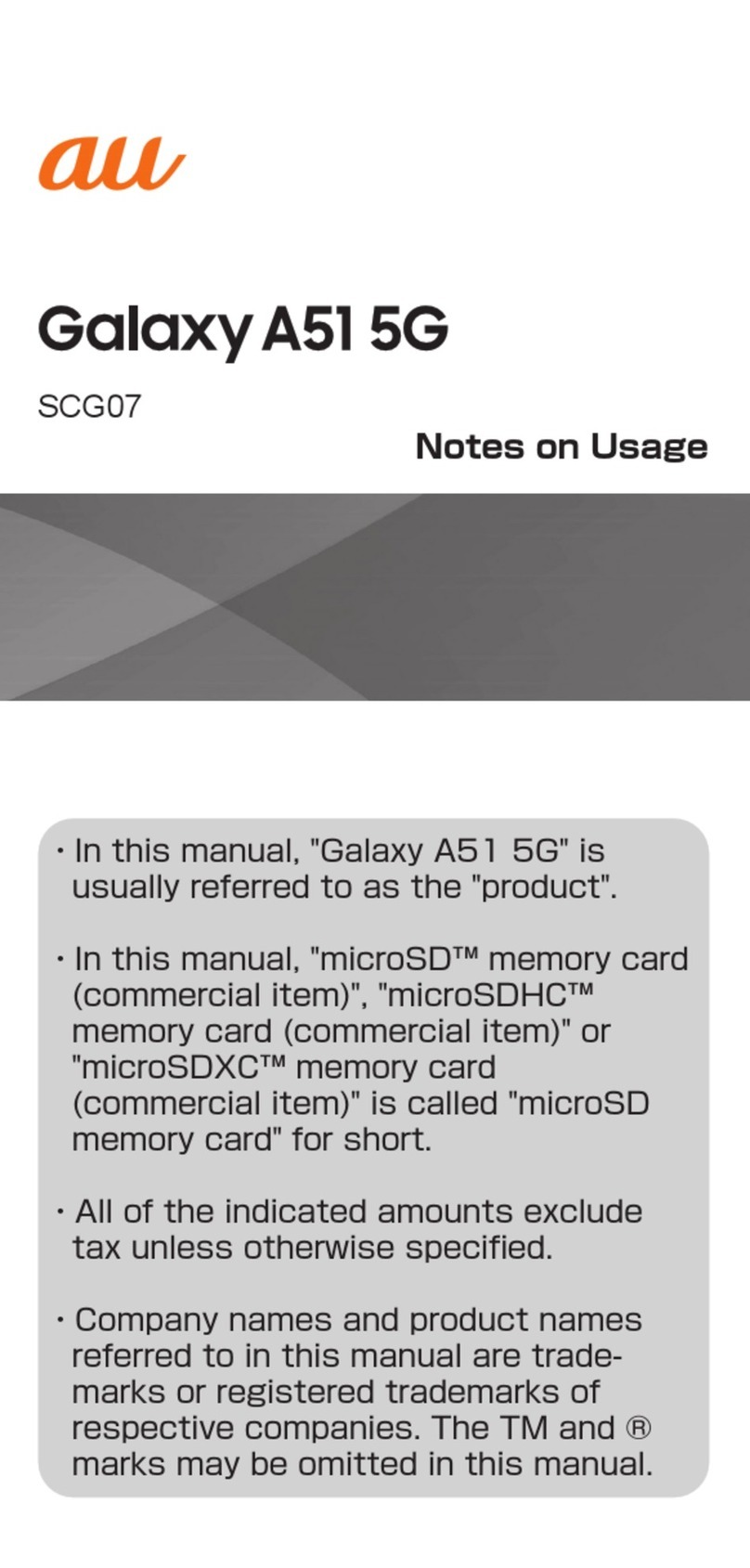Samsung SCG07 Quick start guide