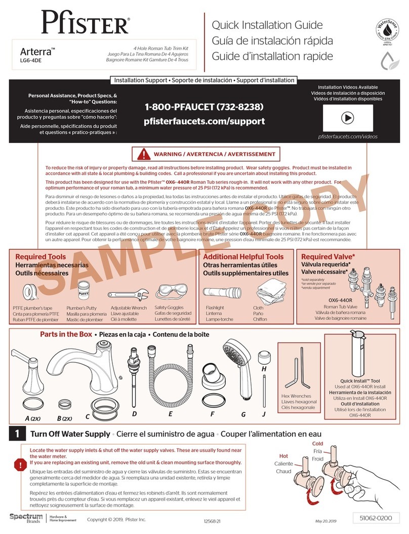 Pfister Arterra LG6-4DE Quick installation guide