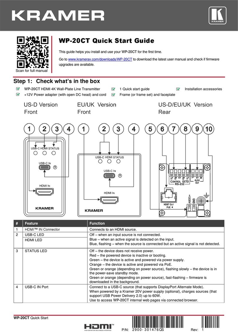 Kramer WP-20CT quick start guide
