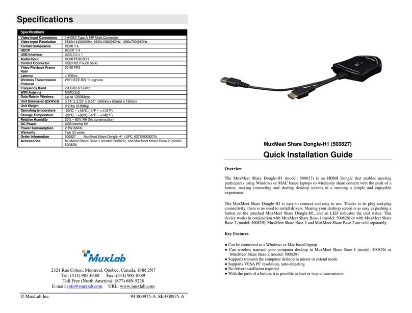 MuxLab MuxMeet Share Dongle-H1 Quick installation guide