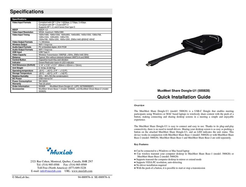 MuxLab MuxMeet Share Dongle-U1 Quick installation guide