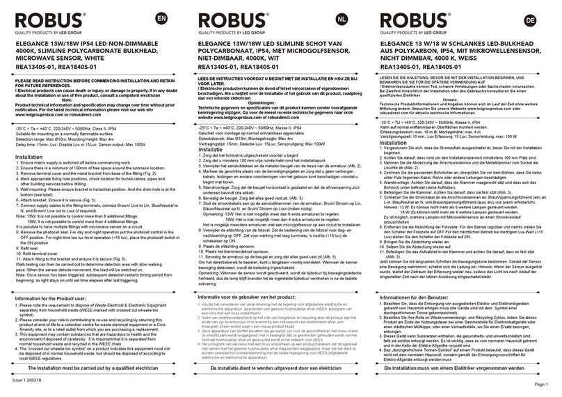 LED Group Robus ELEGANCE REA1340S-01 quick start guide