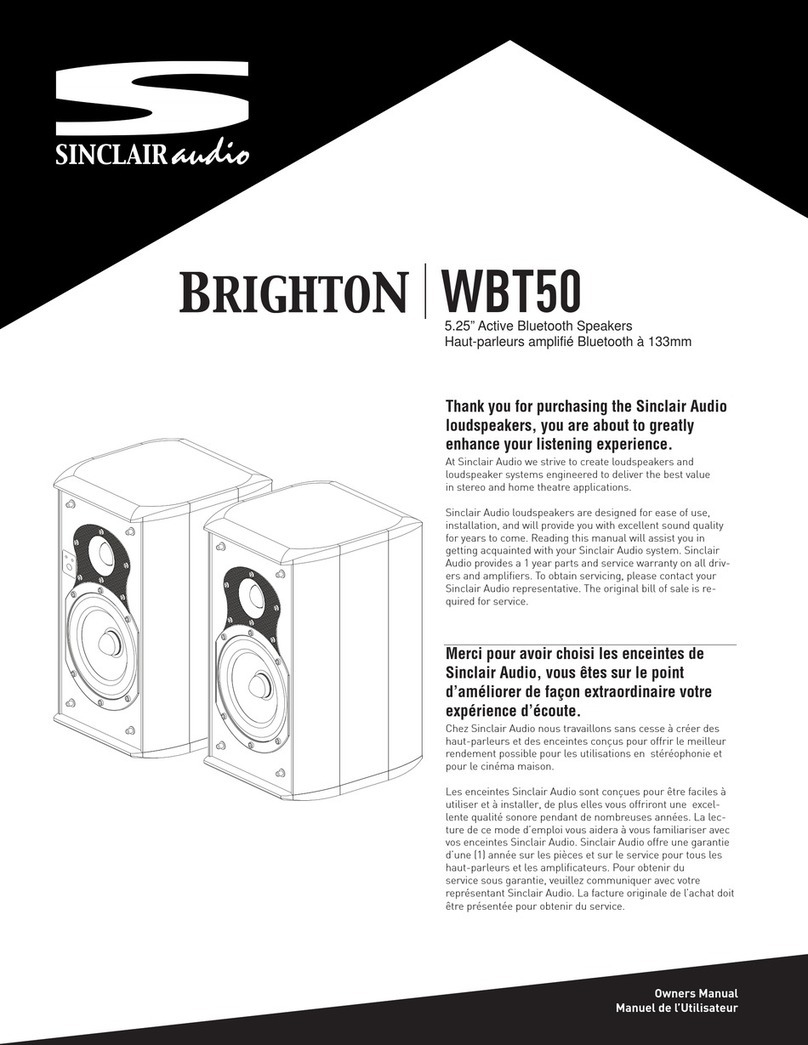 Sinclair Audio Brighton WBT50 owner's manual