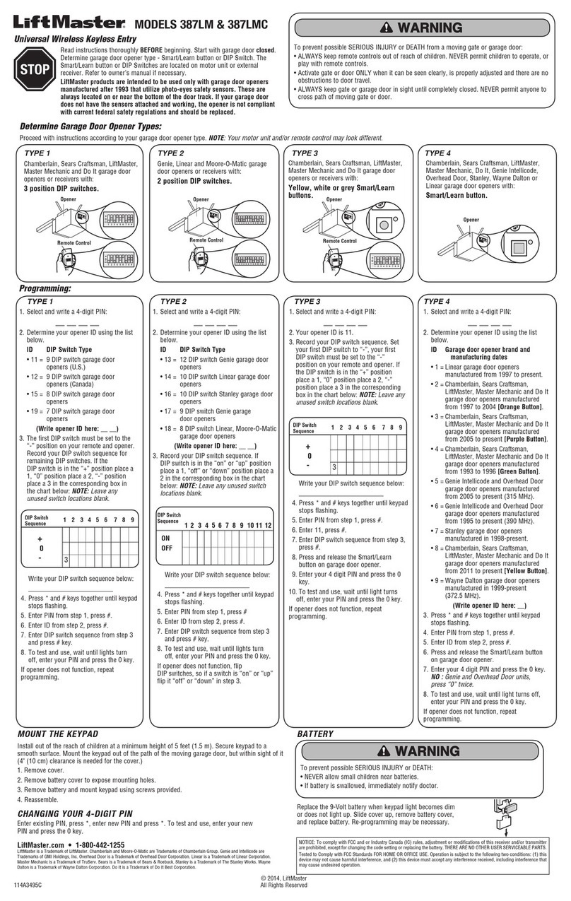 Chamberlain LiftMaster Professional 387LM User manual
