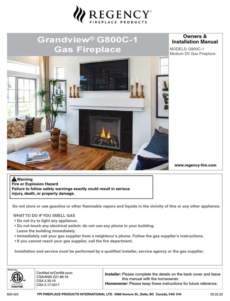 Regency Fireplace Products Grandview G800C-1 Owners & installation manual