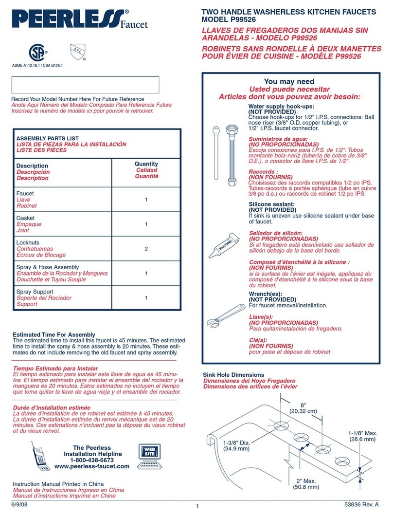 Peerless Faucet P99526 User manual