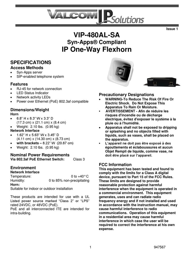 Valcom VIP-480AL-SA User manual