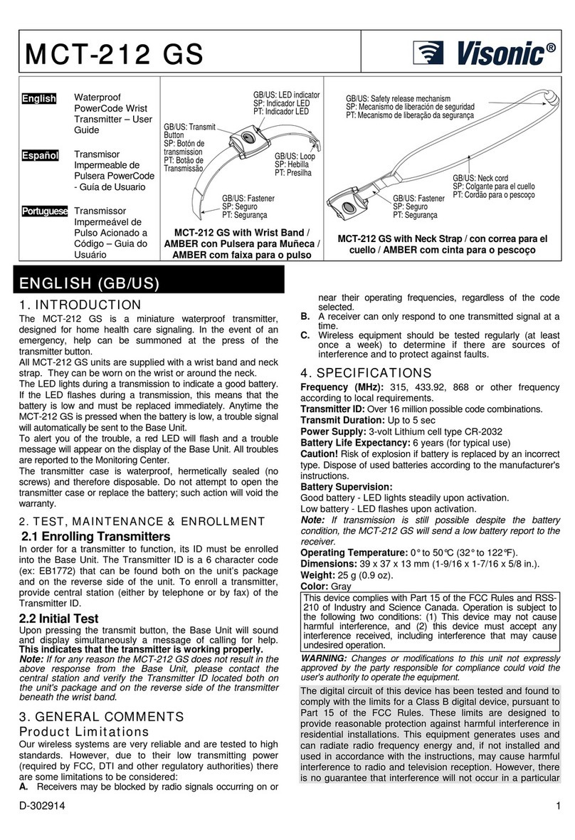 Visonic MCT-212 GS User manual