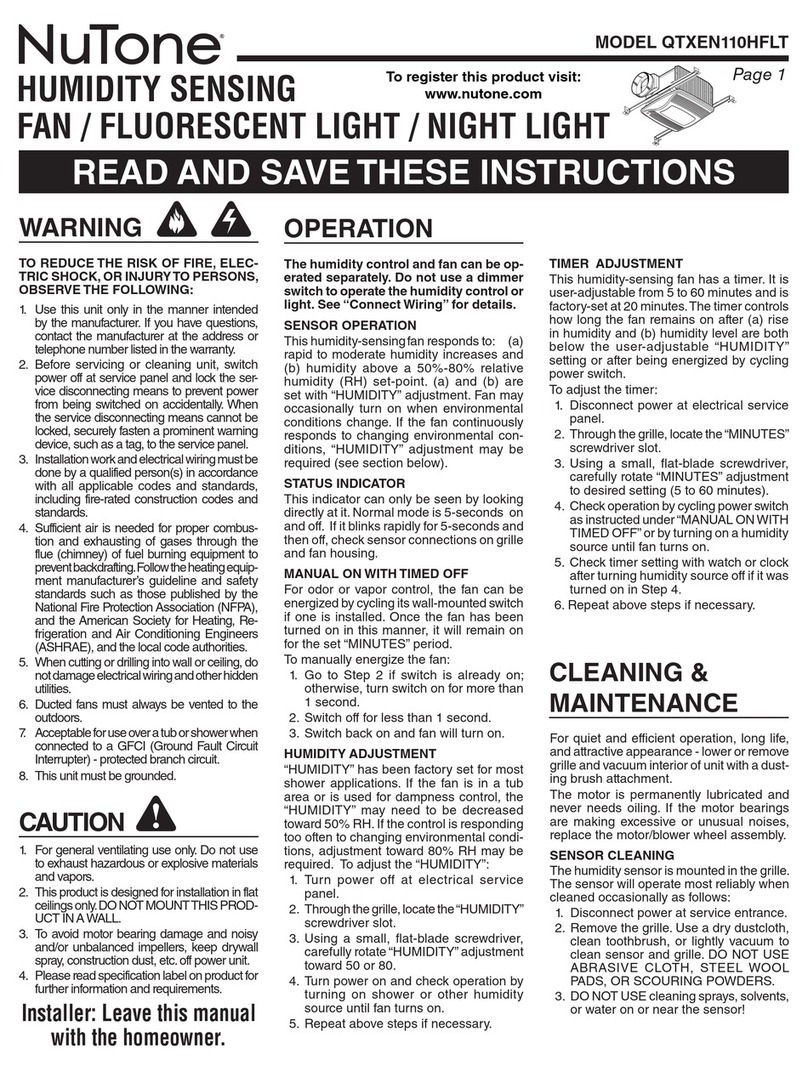 NuTone QTXEN110HFLT User manual
