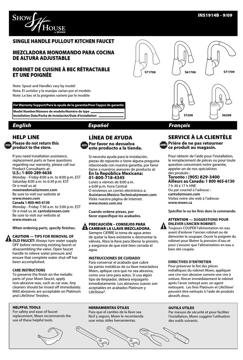Moen Snow House S71708 User manual