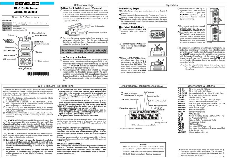 Benelec BL-410 Series operating manual