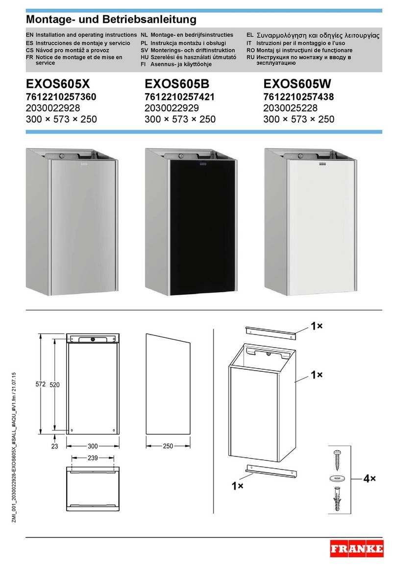 Franke EXOS605X Installation and operating instructions