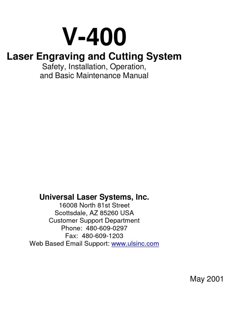 Universal Laser Systems V-400 Safety, installation, operation, and basic maintenance manual