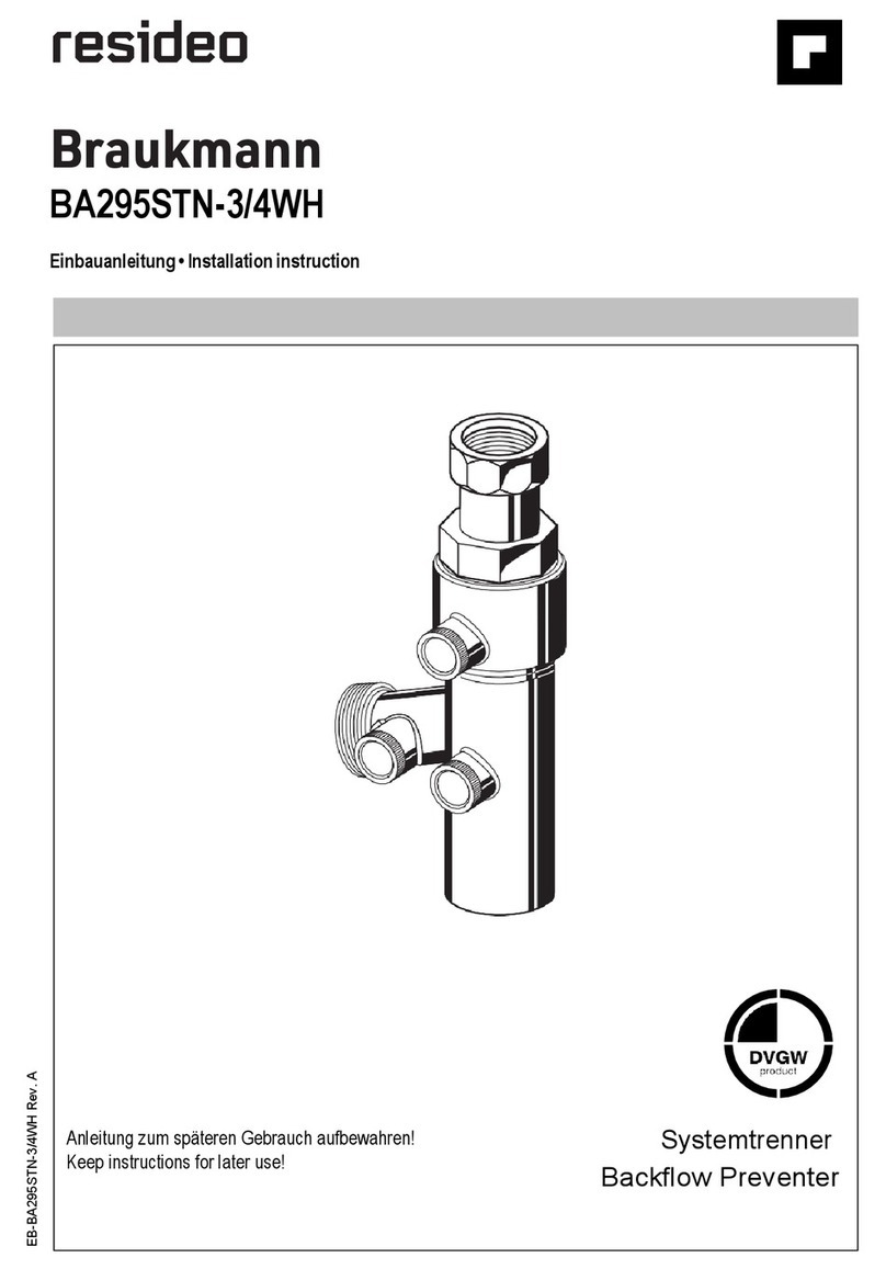 resideo Braukmann BA295STN-3/4WH Installation instruction