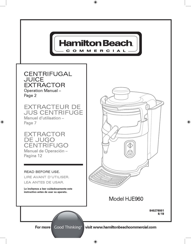 Hamilton Beach Commercial HJE960 Series Operation manual