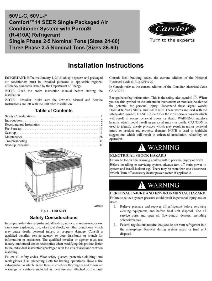 Carrier Comfort 50VL-F User manual