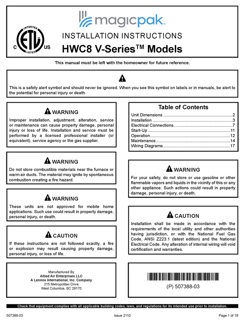 Magic-Pak HWC8 V Series installation instructions
