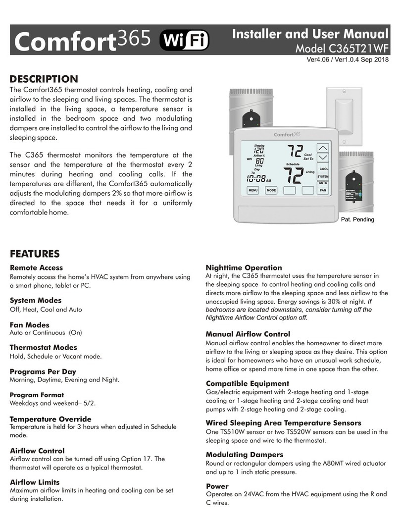 eControls Comfort365 C365T21WF installer and user manual
