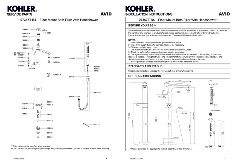 Kohler AVID 97367T-B4 User manual
