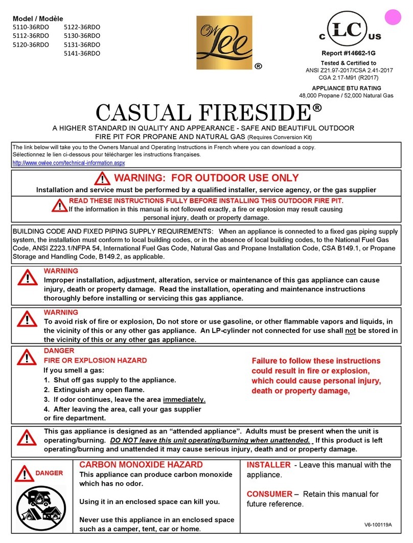 OW Lee CASUAL FIRESIDE 5131-36RDO User manual