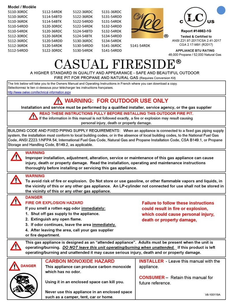 OW Lee CASUAL FIRESIDE 5131-36RDC User manual OW Lee CASUAL FIRESIDE 5131-36RDC User manual