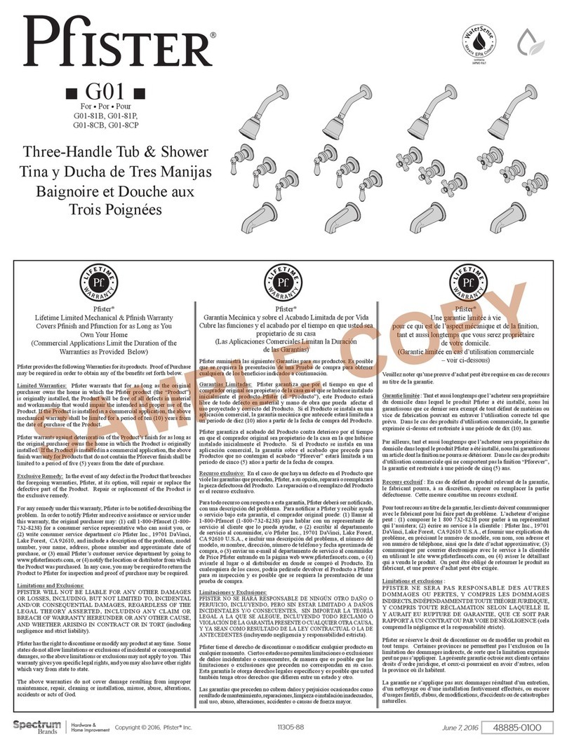 Spectrum Brands PFISTER G01-81B manual