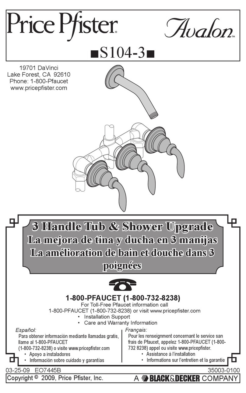 Black & Decker Price Pfister Avalon S104-3 installation instructions Black & Decker Price Pfister Avalon S104-3 installation instructions