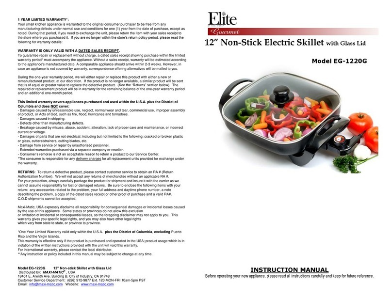 Maxi-matic Elite Gourmet EG-1220G instruction manual