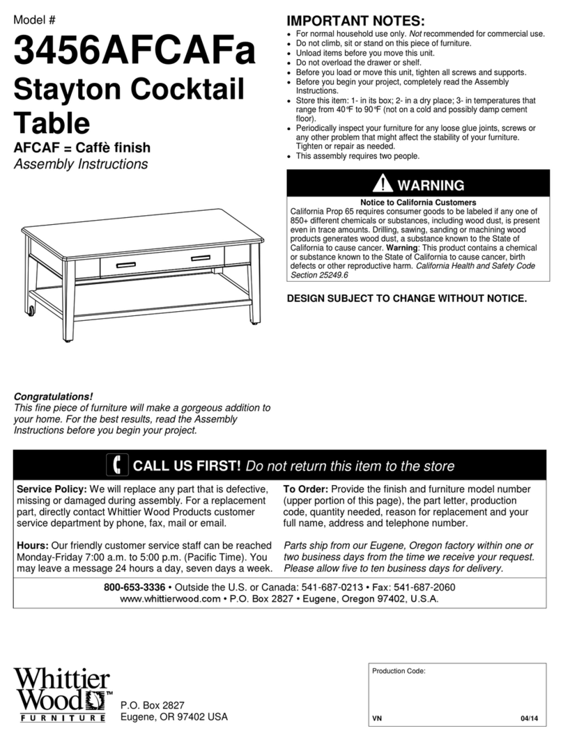 Whittier Wood Furniture Stayton 3456AFCAFa Assembly instructions