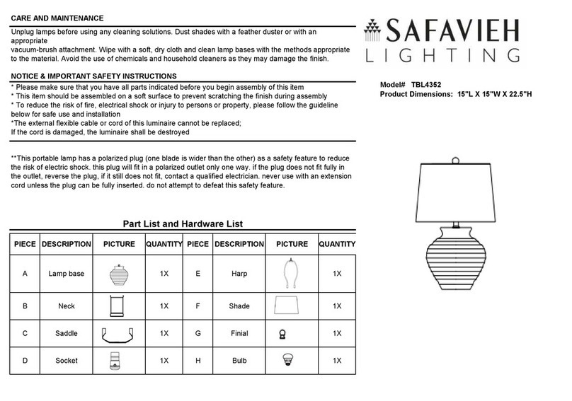Safavieh TBL4352 quick start guide