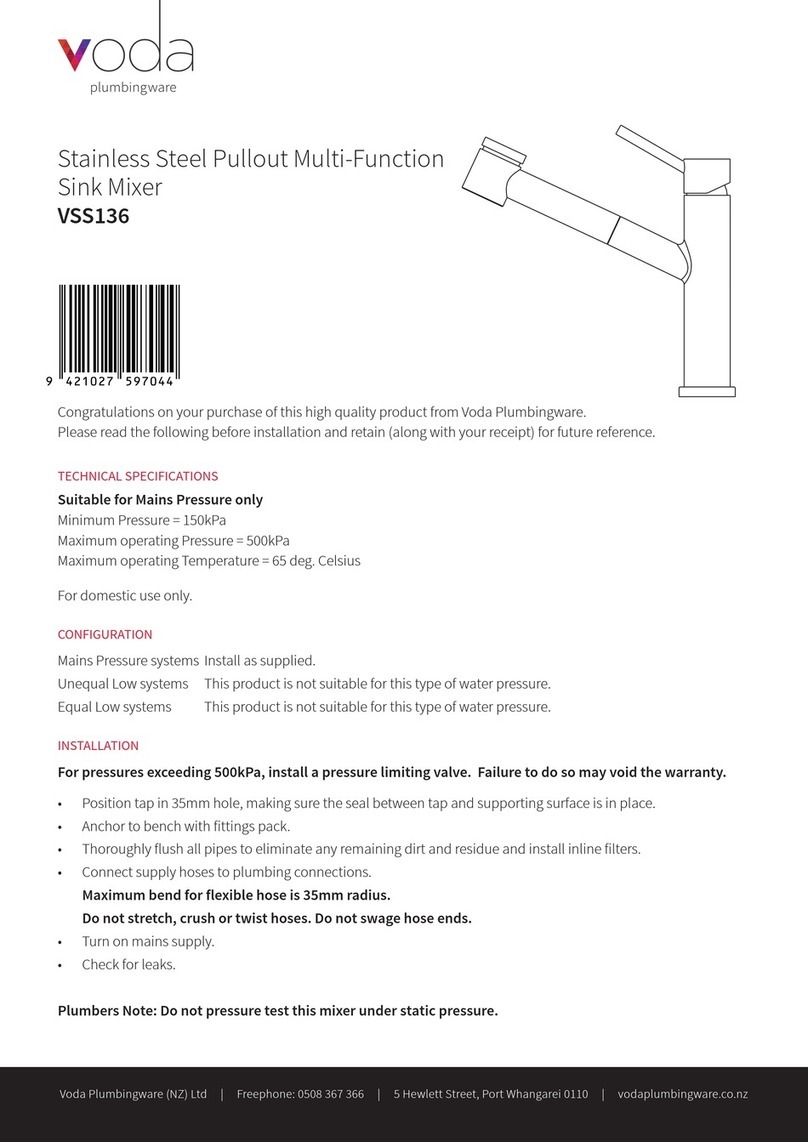 Voda Plumbingware VSS136 quick start guide Voda Plumbingware VSS136 quick start guide