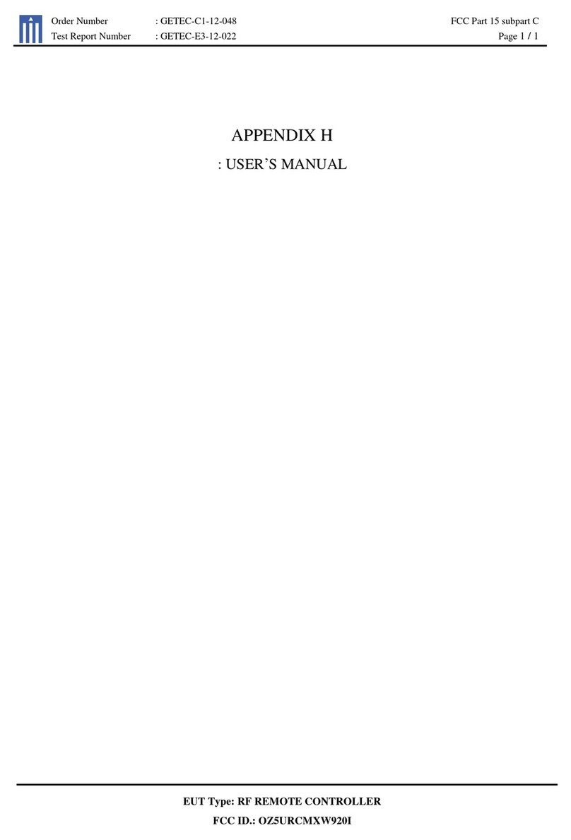 Universal Remote Control MXW-920I User manual